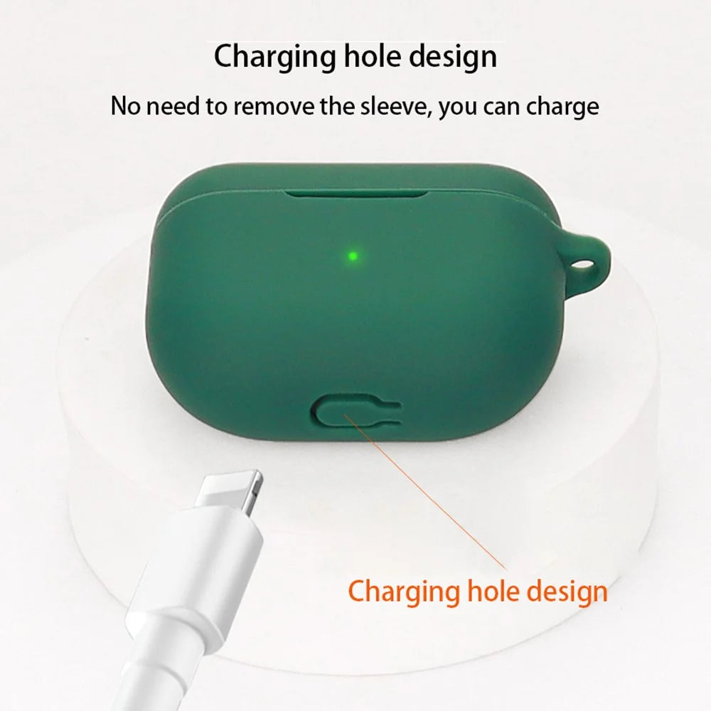 For Jabra Elite 8 Active Anti-drop Earphone Case Soft Silicone Cover with Hanging Buckle - Blackish Green - 4