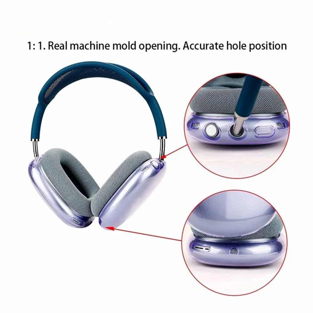 1 Pair For AirPods Max with USB-C / Max Ear Pad TPU Case Sleeve Clear Design Headphone Earpad Cover - Transparent Purple - 3