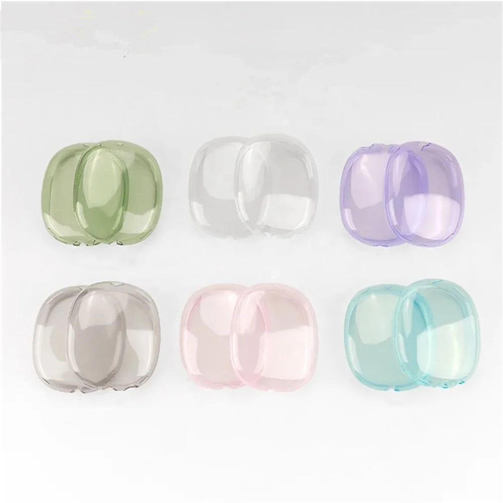 1 Pair For AirPods Max with USB-C / Max Ear Pad TPU Case Sleeve Clear Design Headphone Earpad Cover - Transparent Purple - 5