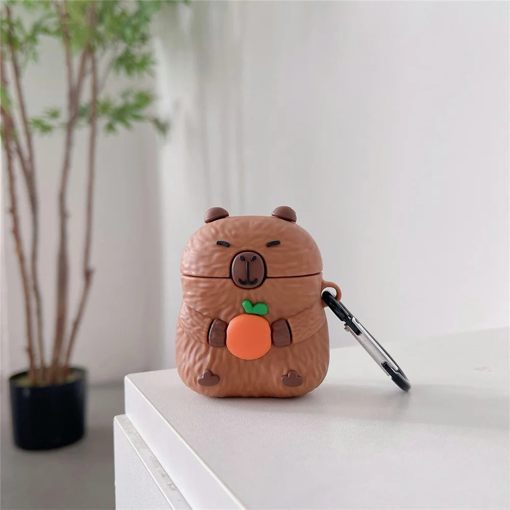 TPU Case for Apple AirPods with Charging Case (2016) / (2019) / AirPods with Wireless Charging Case (2019) Cartoon Capybara Earphone Cover - 2