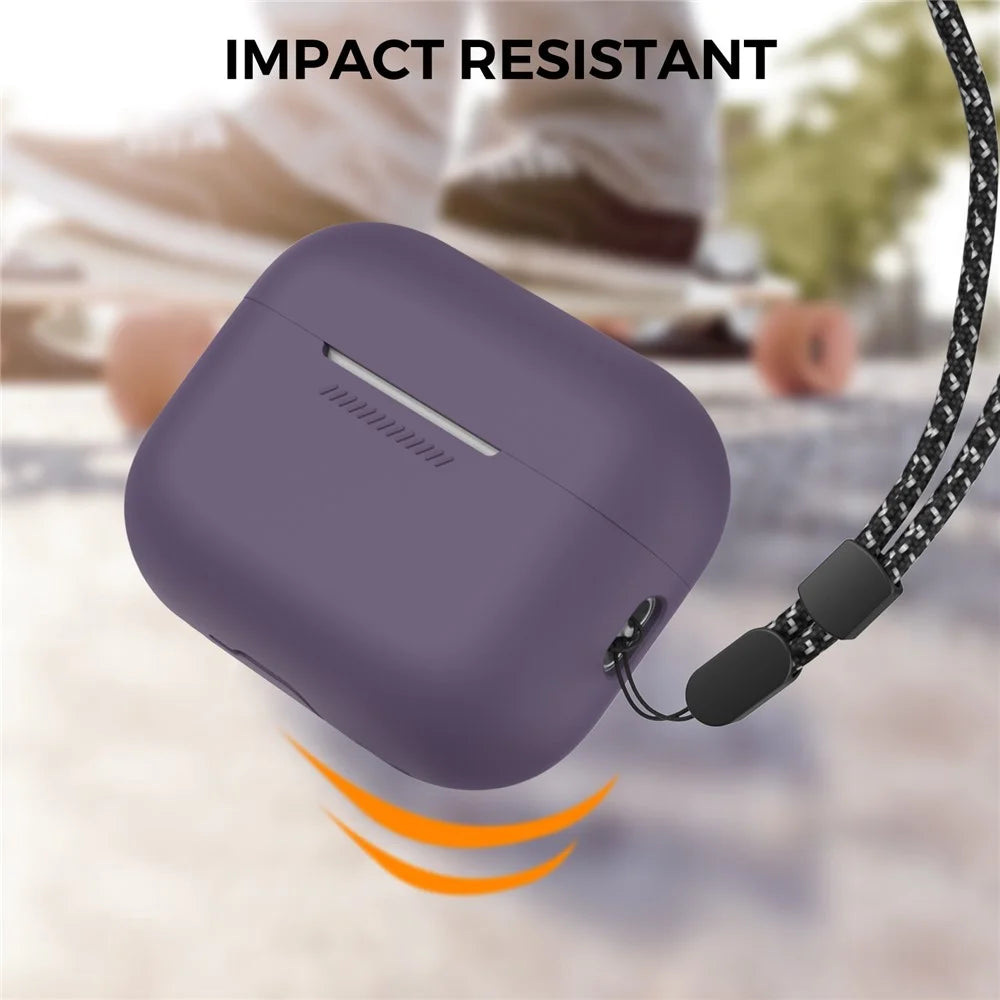 AHASTYLE PT187-2-C Silicone Case for AirPods Pro 2 / Pro (Gen 2) (USB-C) Earphone Cover with Strap - Dark Purple - 5