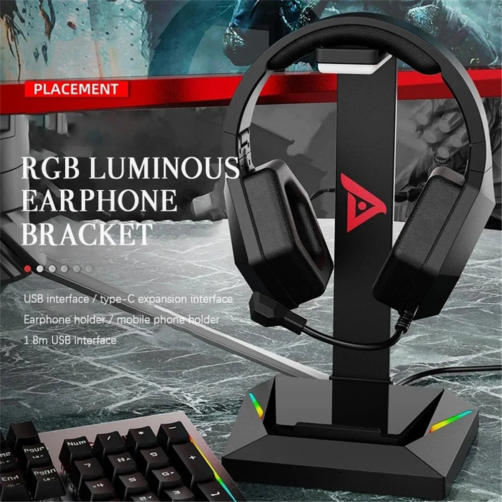 WE-100 RGB Light Bluetooth-compatible Earphone Holder Rack Gaming Headset Desk Stand - 2