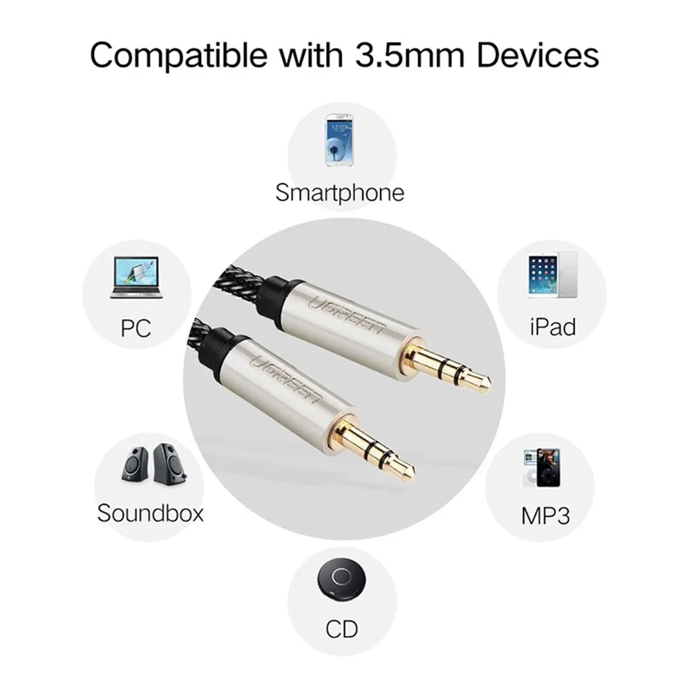 UGREEN 40778 0.5m Audio Cable 3.5mm AUX Extension Cord Male to Male Line for Headphone Car - 2
