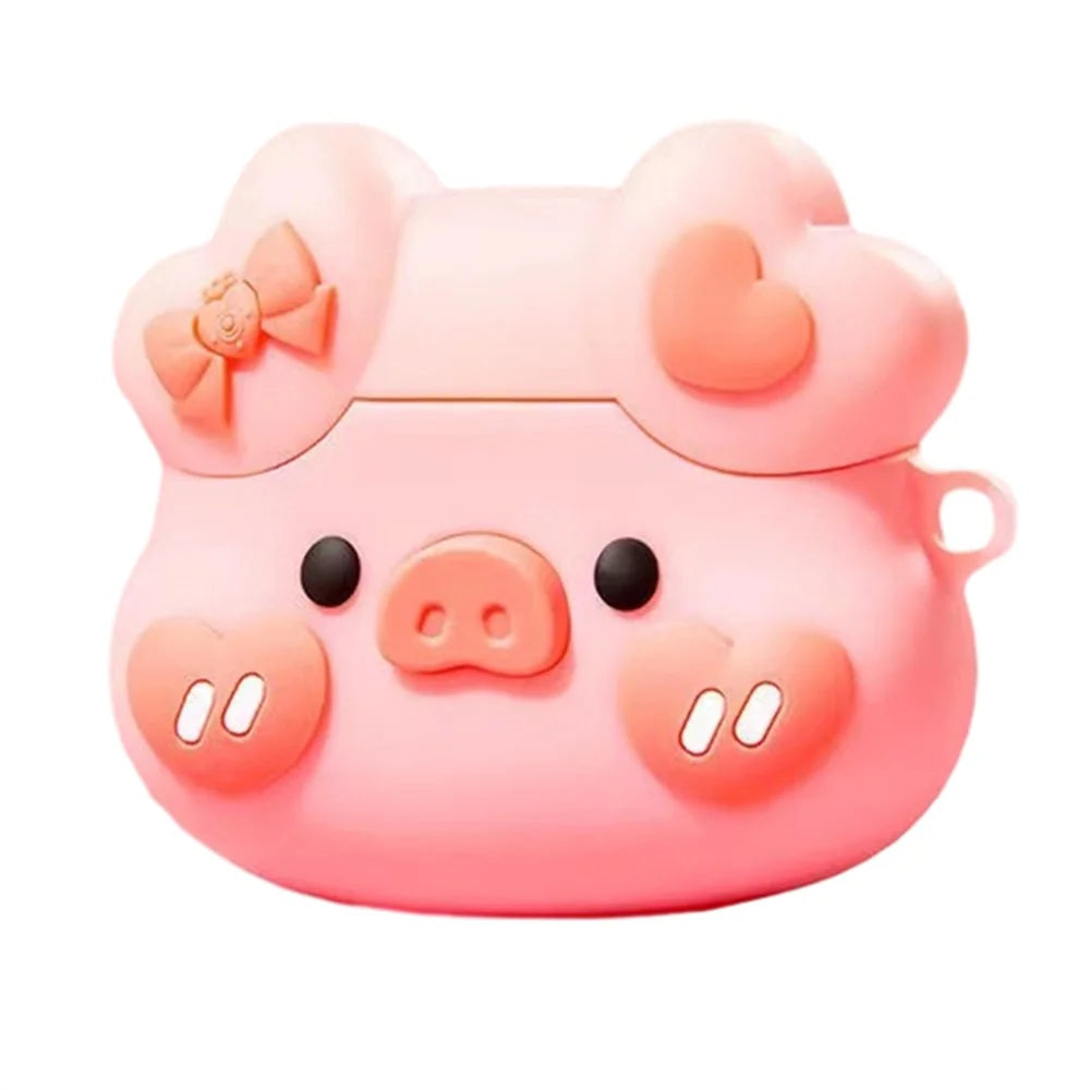 For Lenovo LP40 Cartoon Design Silicone Case TWS Earphone Anti-drop Protection Cover - Pig Head - 1