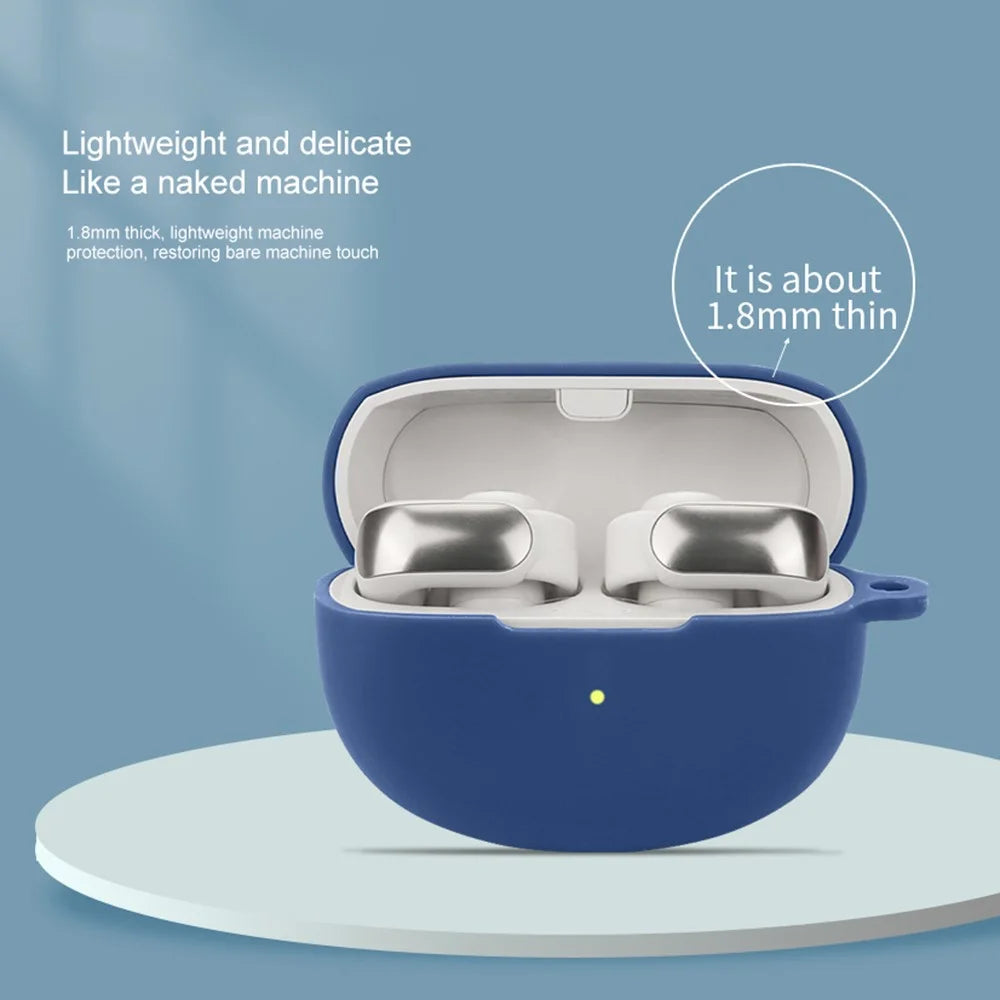 For Bose Ultra Open Earbuds Bluetooth-compatible Earphone Silicone Case Anti-dust Cover with Hanging Buckle - Dark Blue - 2