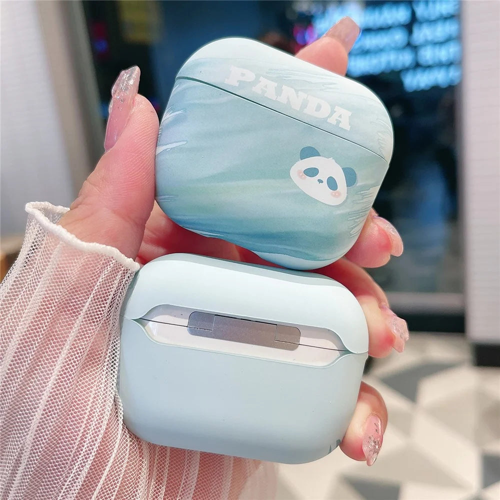 For Apple AirPods with Charging Case (2016) / (2019) / AirPods with Wireless Charging Case (2019) PC Case Cartoon Panda Pattern Printing Cover - 4