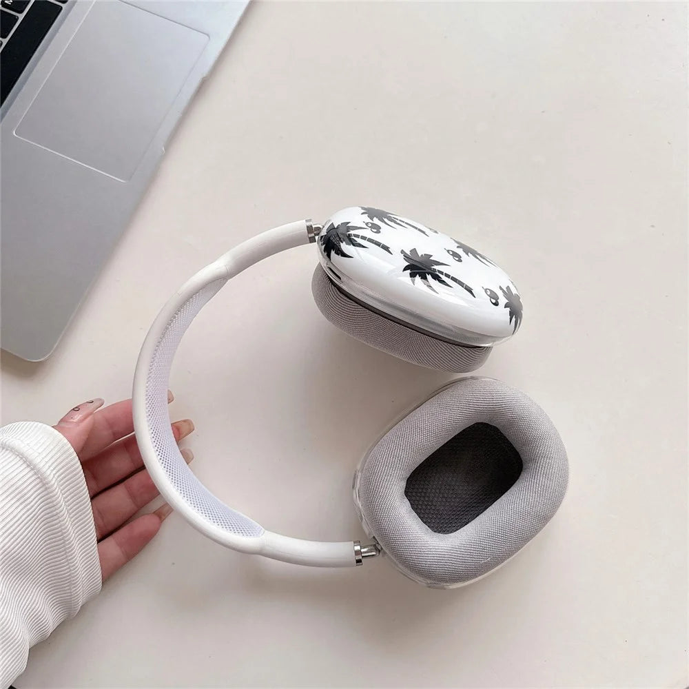 1 Pair For AirPods Max IMD Headset Earmuff Shell Headphone TPU Earpad Cover - Coconut Tree - 7