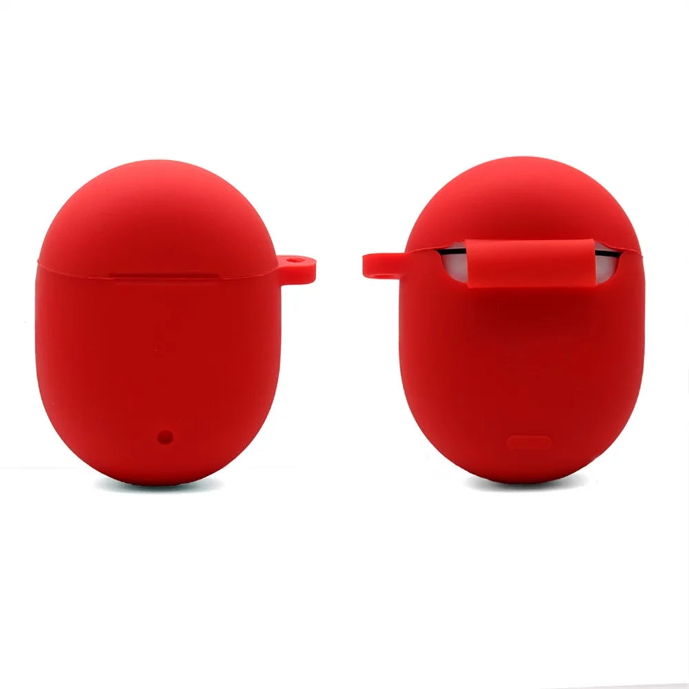 For Google Pixel Buds 2 Soft Silicone Case Earphone Shell with Anti-lost Buckle Pure Color Design - Red - 2