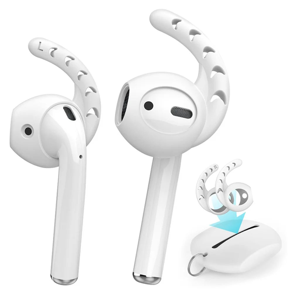 AHASTYLE PT14 for Apple AirPods with Charging Case (2016) / (2019) / AirPods with Wireless Charging Case (2019) 1 Pair Ear Hooks Ear Tips - White - 1