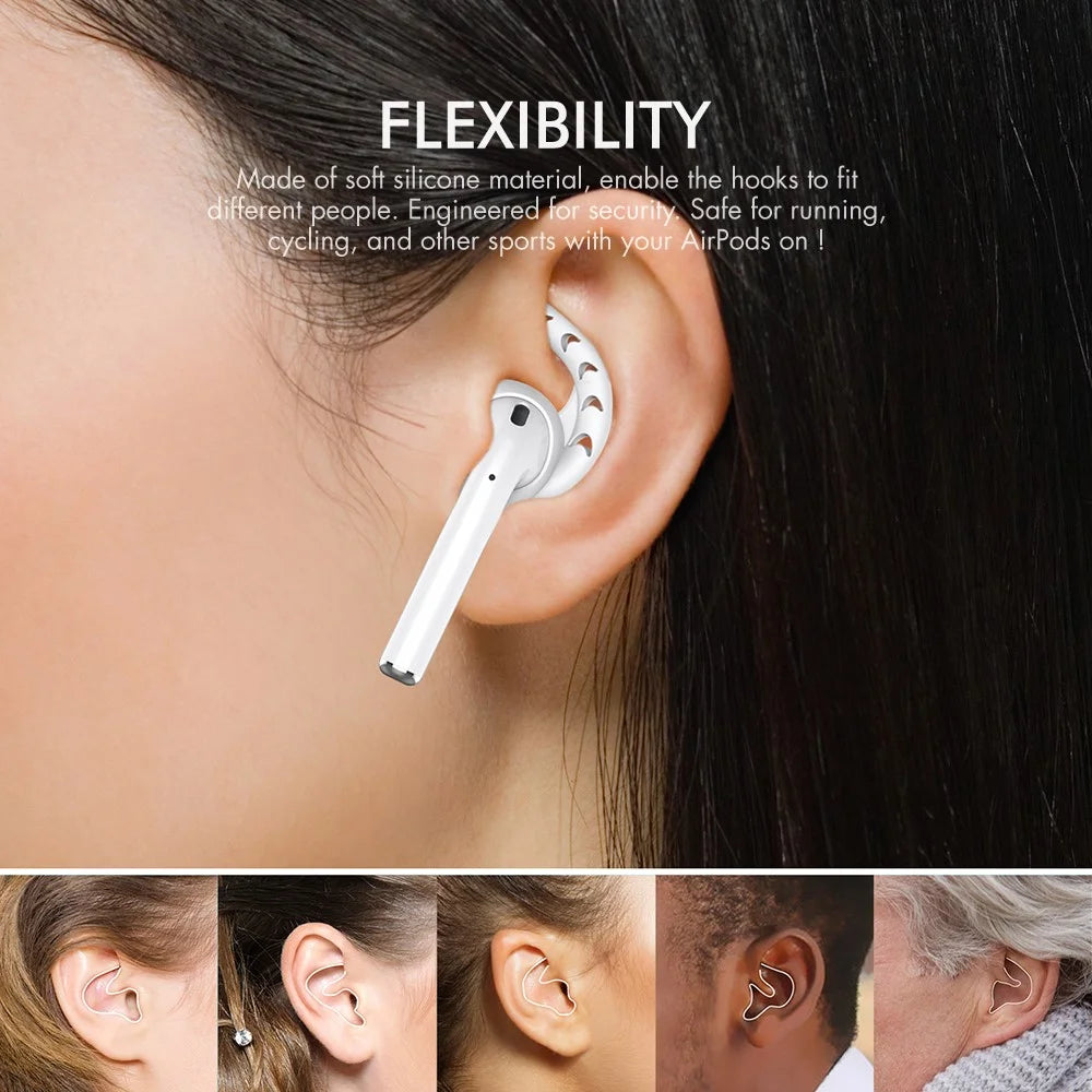 AHASTYLE PT14 for Apple AirPods with Charging Case (2016) / (2019) / AirPods with Wireless Charging Case (2019) 1 Pair Ear Hooks Ear Tips - White - 4