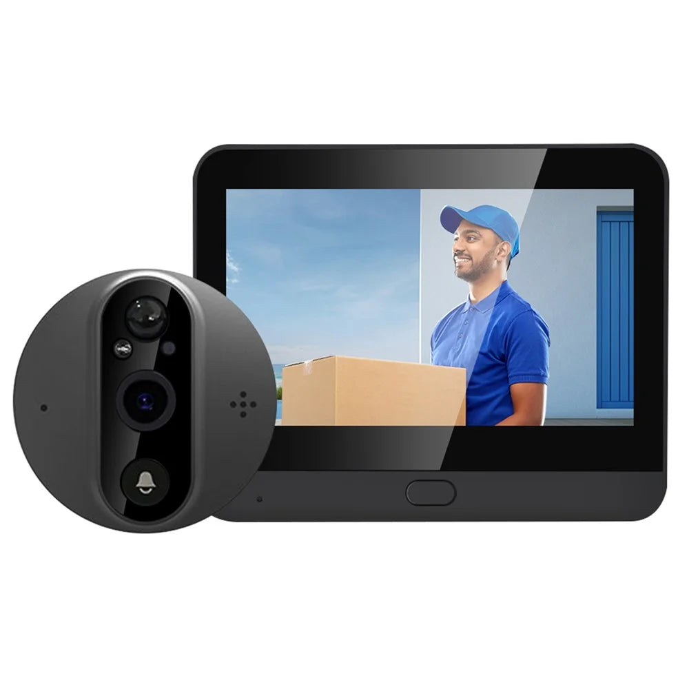 C89 4.3-inch Monitor 1080P Video Viewer Door Bell Night Vision PIR Camera WiFi Smart Doorbell, Support Tuya App - Grey - 1