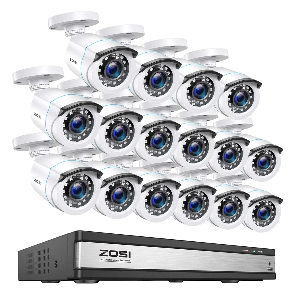 ZOSI 13K Lite 16CH Security Camera System without HDD H.265+ 5MP 16x 1080P Surveillance CCTV Camera - White / US Plug - 1
