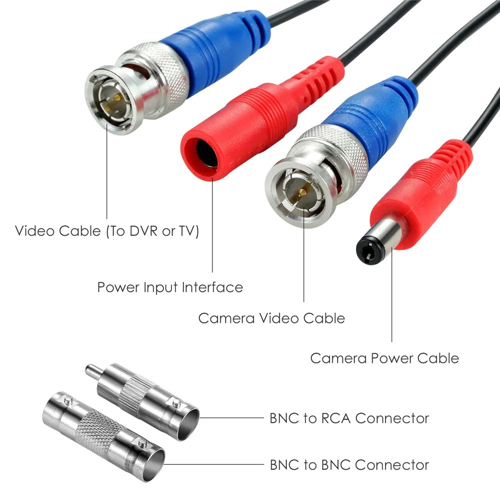 ZOSI 100 Feet 2 in 1 Video Power Cable BNC Extension Cord for Security Camera Systems - 5
