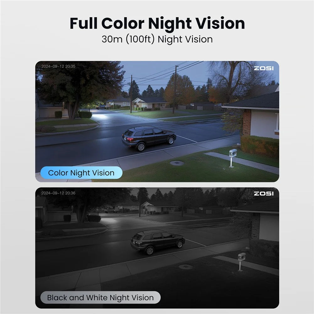 ZOSI C296 5x Digital Zoom Two-Way Audio AI Human Vehicle Detection 16Pcs 8MP 4K PT PoE Cameras + NVR with 4TB HDD - AU Plug - 5