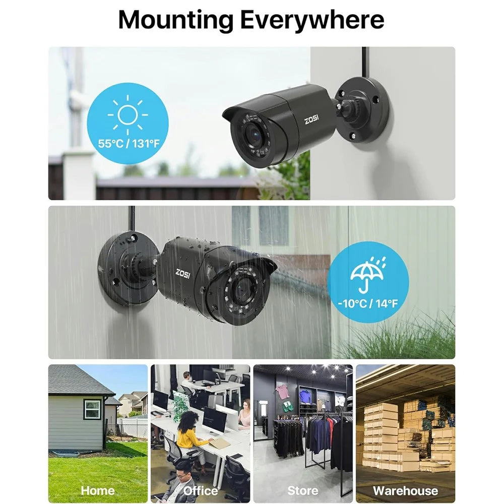 ZOSI 16Pcs Home Business AI Human Vehicle Detection Night Vision 1080P CCTV Cameras + 16CH DVR with 2TB HDD - AU Plug - 4