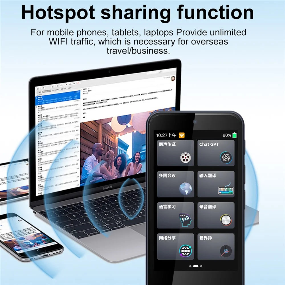Z9 4.5 inch IPS Full View 4G Translator 13MP Auto Zoom Multilingual Device with Simultaneous / Offline / Photo / Recording Translation - 4