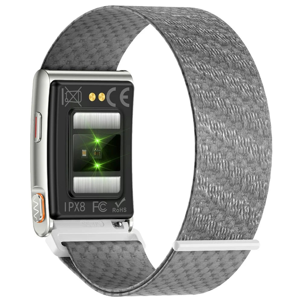 KR96PRO Smart Health Bracelet ECG Heart Rate Sleep Blood Oxygen Stress Monitor Screenless Fitness Tracker Health Band - Grey / Braided Band - 3