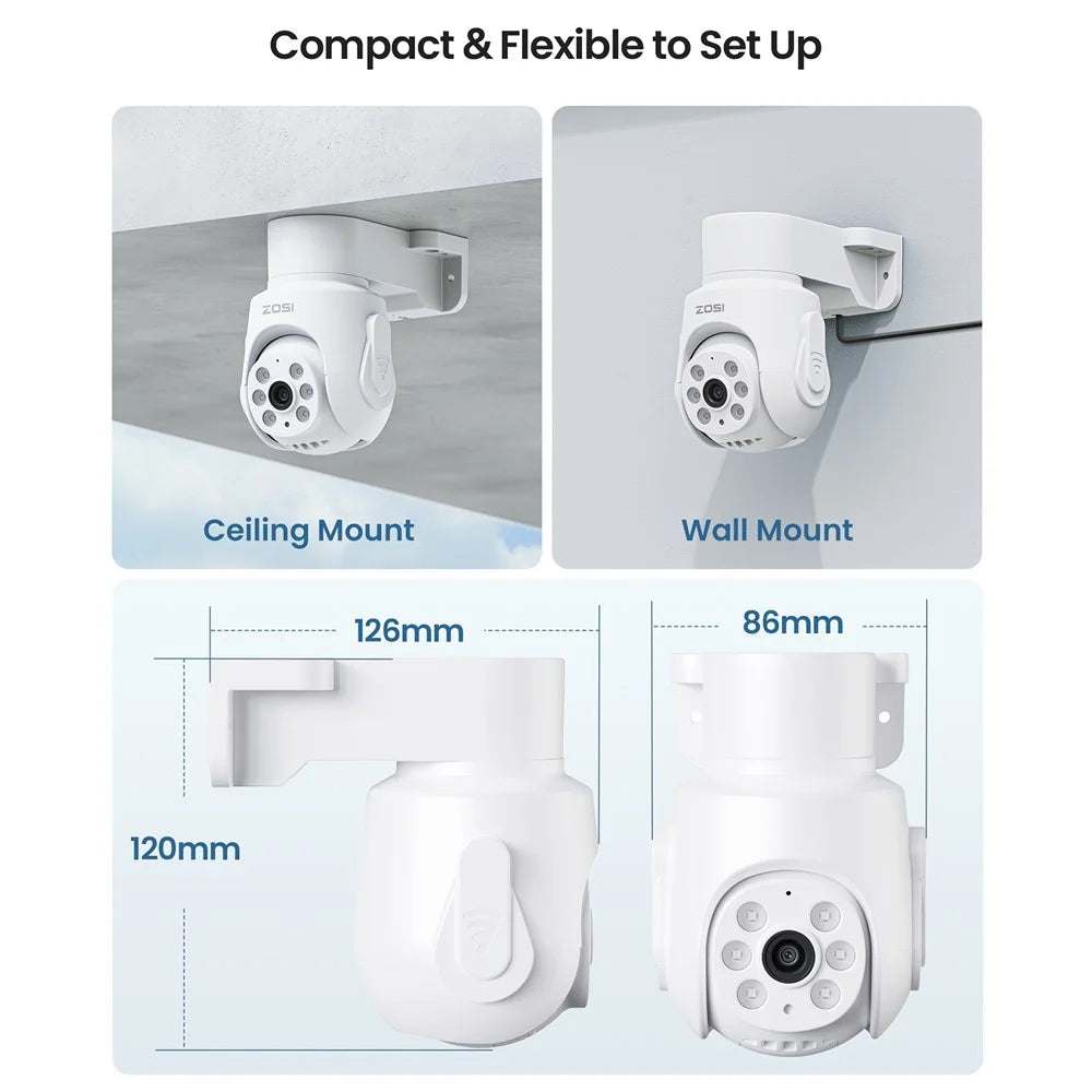 ZOSI 5MP 3K PTZ Security Camera Compatible with Zosi 5MP / 4K CCTV DVR 360 Degree Pan 90 Degree Tilt HD TVI Wired Outdoor Indoor 65ft Infrared Night Vision One Way Audio Safety Camera - 6