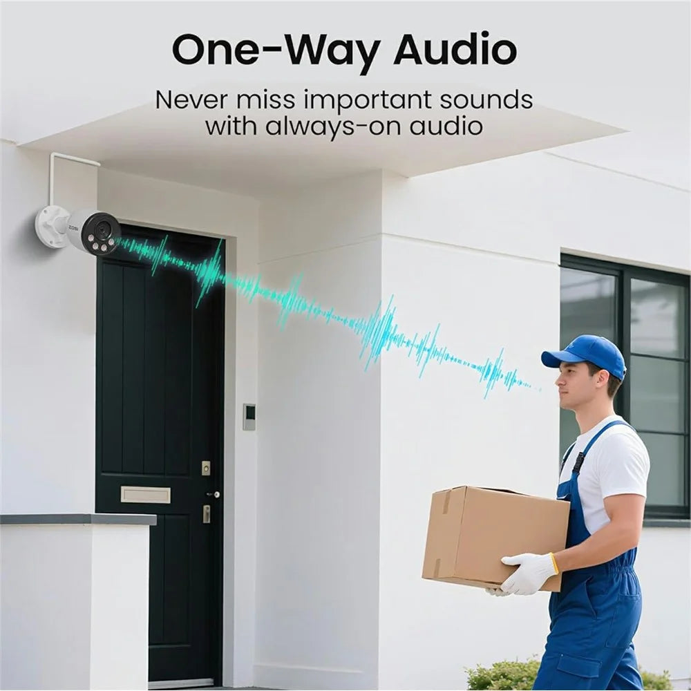 ZOSI C180 4K PoE Add-On Security Camera Compatible with Zosi 8MP / 4K PoE NVR 8MP AI Person Vehicle Detection One-Way Audio Metal Housing IP66 Waterproof Indoor Outdoor IP Camera - 6