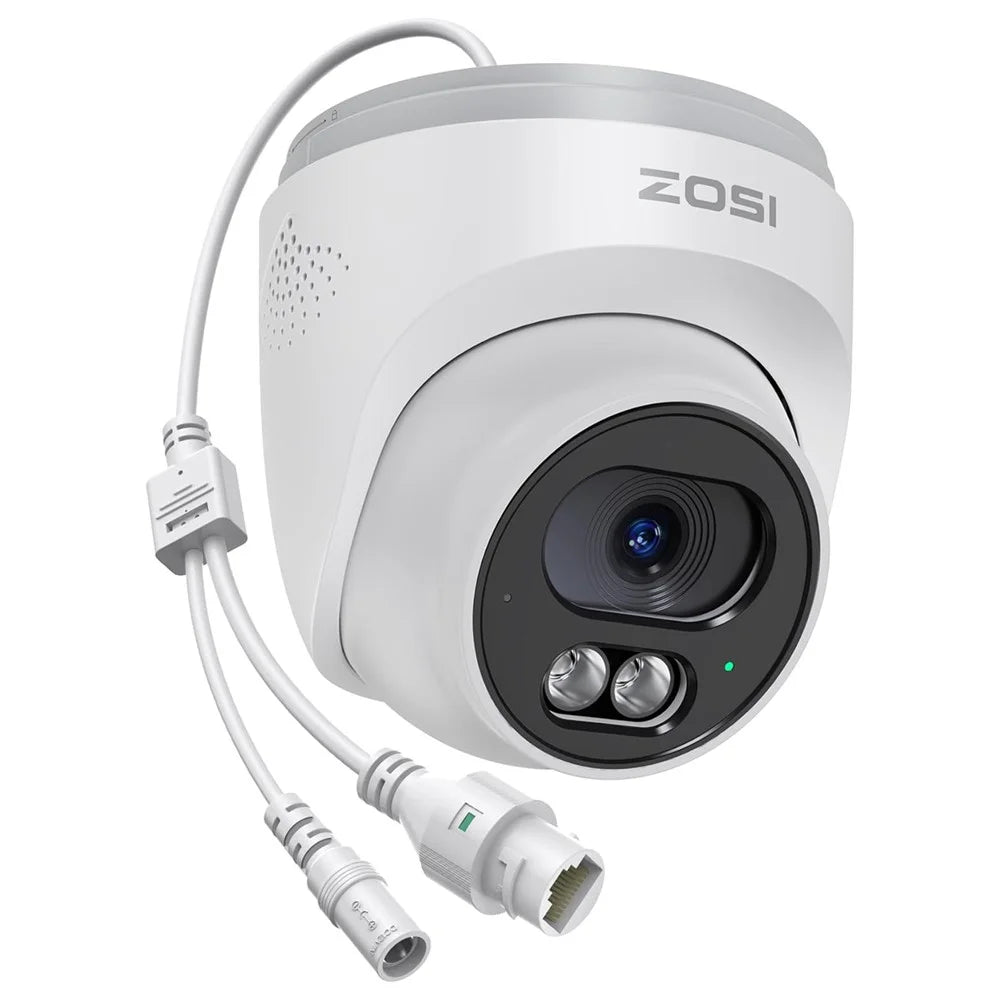ZOSI C220 1Pc 4K UHD 8MP PoE Add-On IP Camera AI Person / Vehicle Detection Two-Way Audio Night Vision Security Cam - White - 1