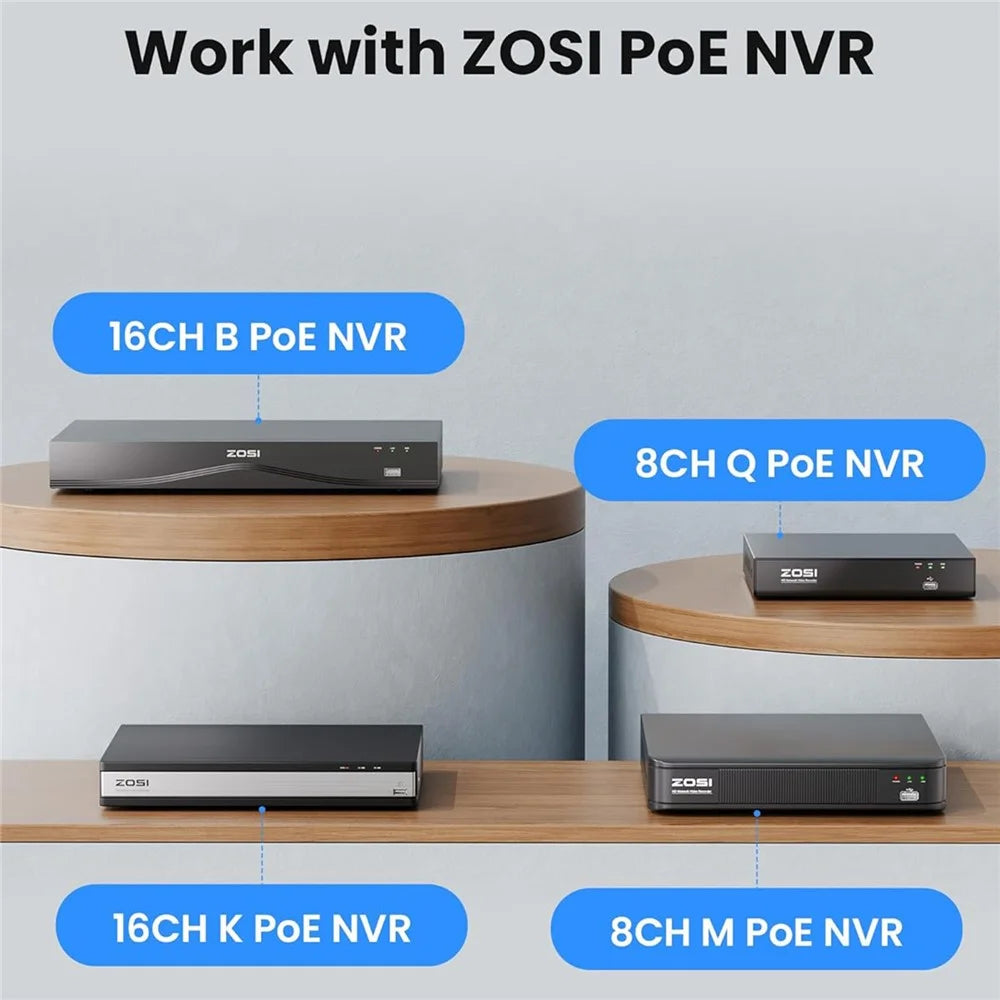 ZOSI C220 1Pc 4K UHD 8MP PoE Add-On IP Camera AI Person / Vehicle Detection Two-Way Audio Night Vision Security Cam - White - 5