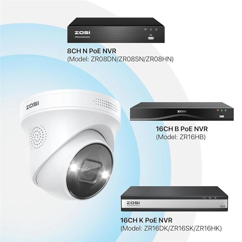 ZOSI 1Pc 4K PoE Add on Security Camera with Person Vehicle Detection Sound Light Alarm 2 Way Audio 8MP Dome IP Cam - White - 7