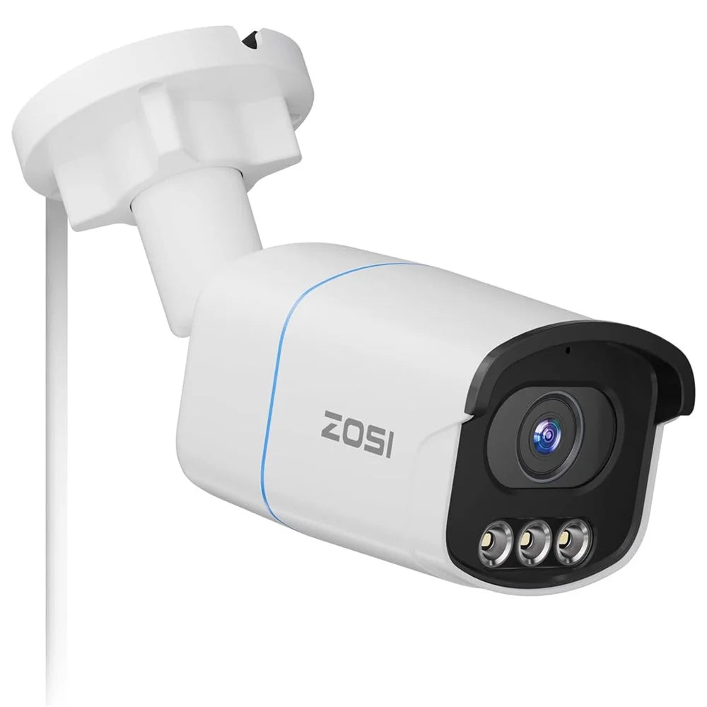 ZOSI C186 5MP PoE Security Camera Compatible with Zosi PoE Switch / 4K PoE NVR Aurora Lux Color Night Vision AI Person Vehicle Alert Outdoor Indoor IP Cameras - White - 1
