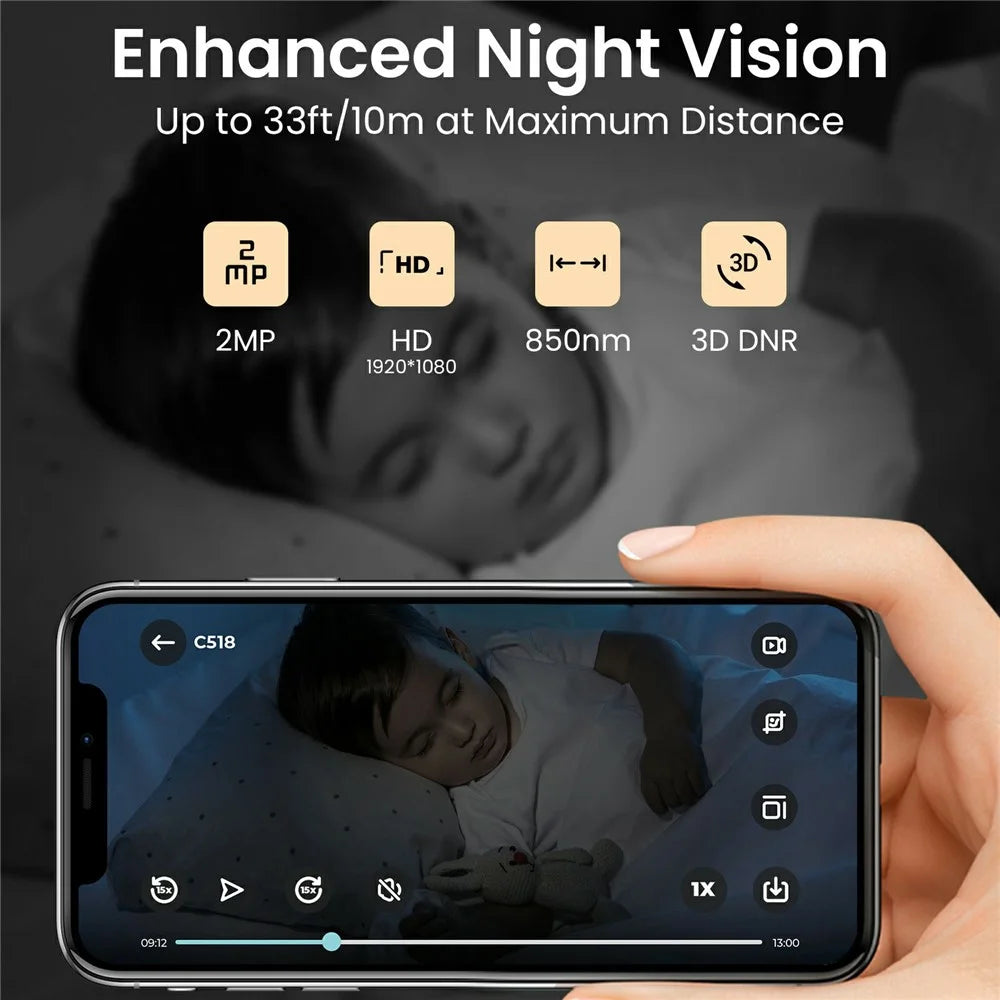 ZOSI C518 1080P Security Camera 2MP Indoor WiFi Pan Tilt AI Human Detection Auto Tracking Night Vision Two-Way Audio Safety Camera - White / EU Plug - 5