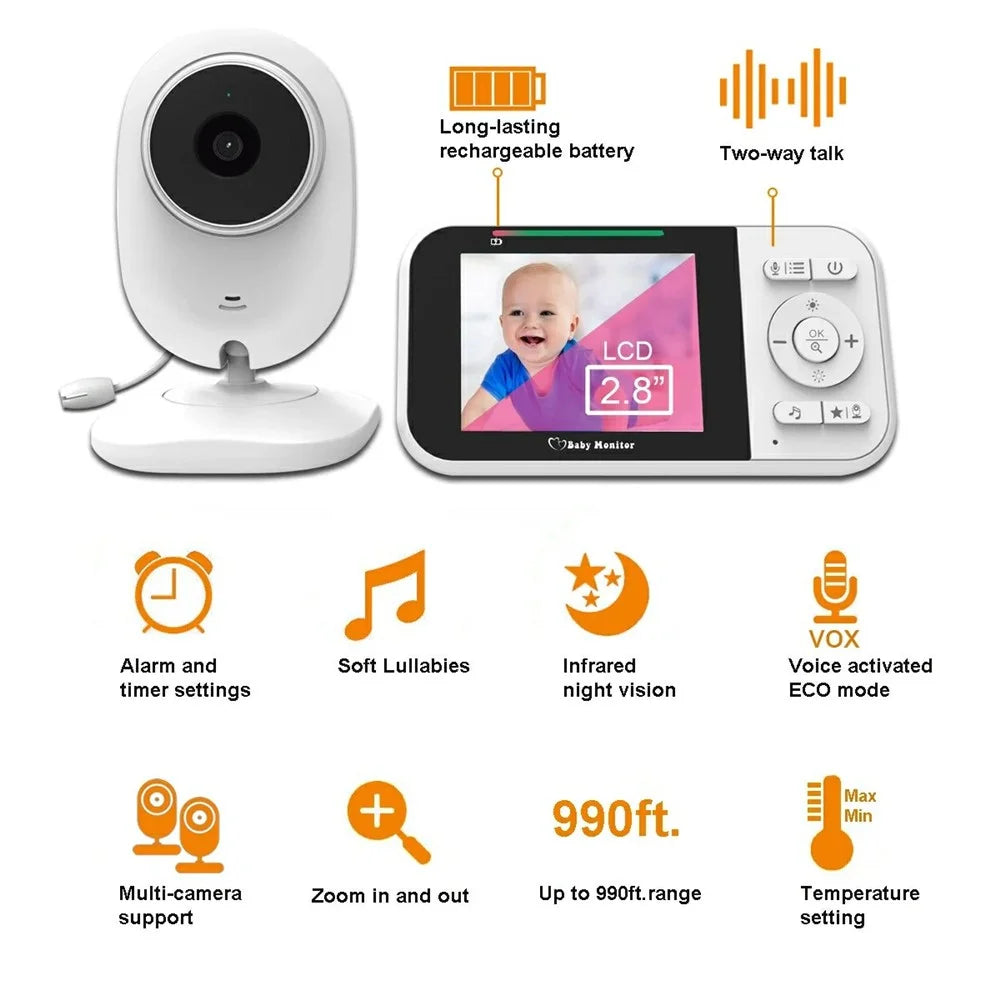 218 2.8-inch LCD Baby Monitor Temperature Detection 2 Way Voice Baby Security Video Camera - US Plug - 2