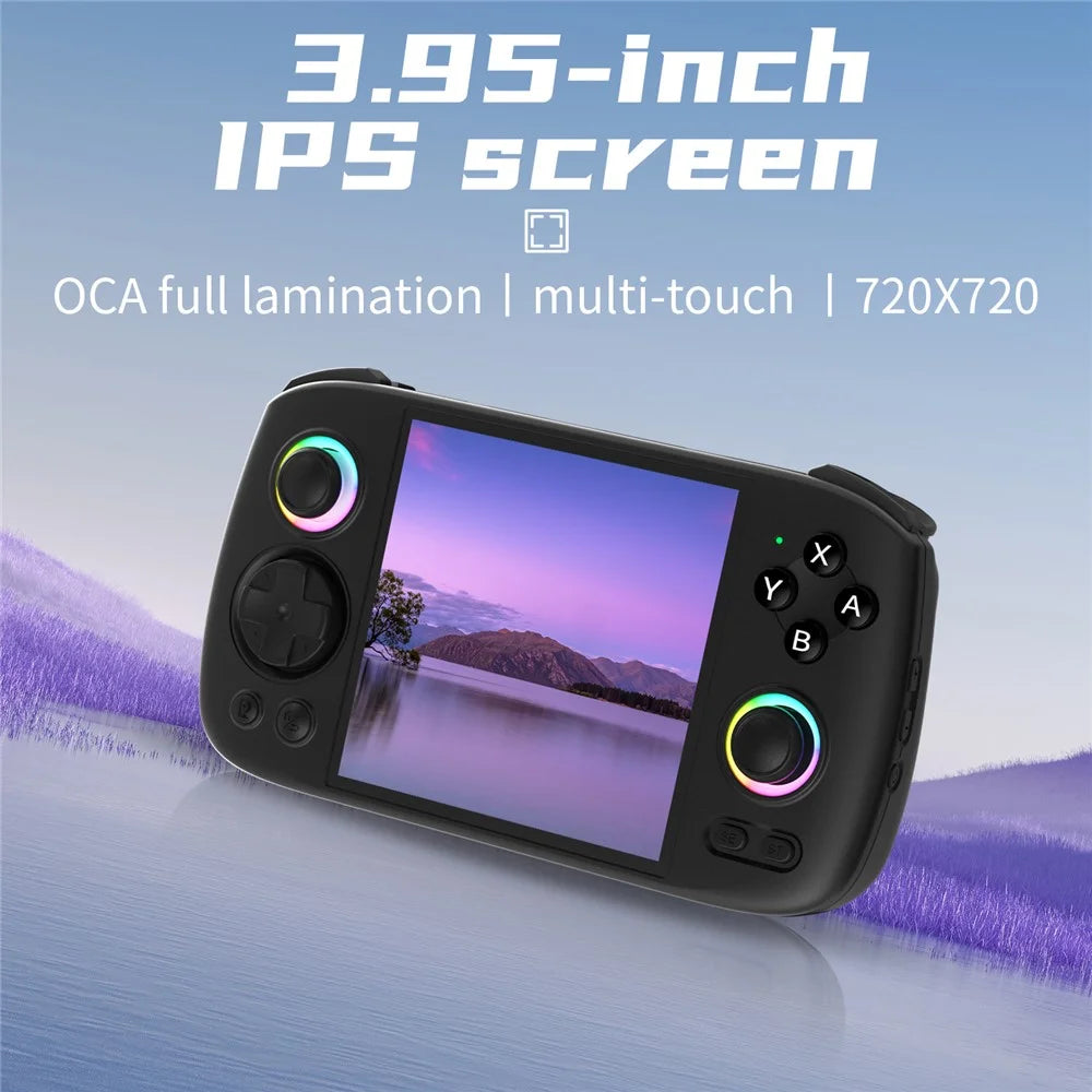 ANBERNIC RG Cube 3.95-inch IPS Screen Portable Handheld Game Console, with 128 TF Card - Black - 3