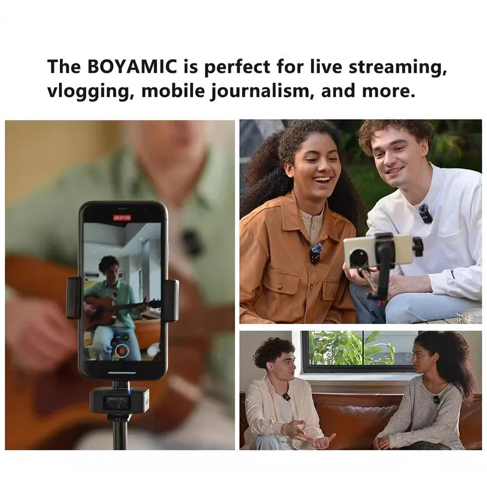 BOYA Live Broadcast Wireless Lavalier Microphone Noise Reduction Mic, 1 Transmitter + 1 Receiver - 6