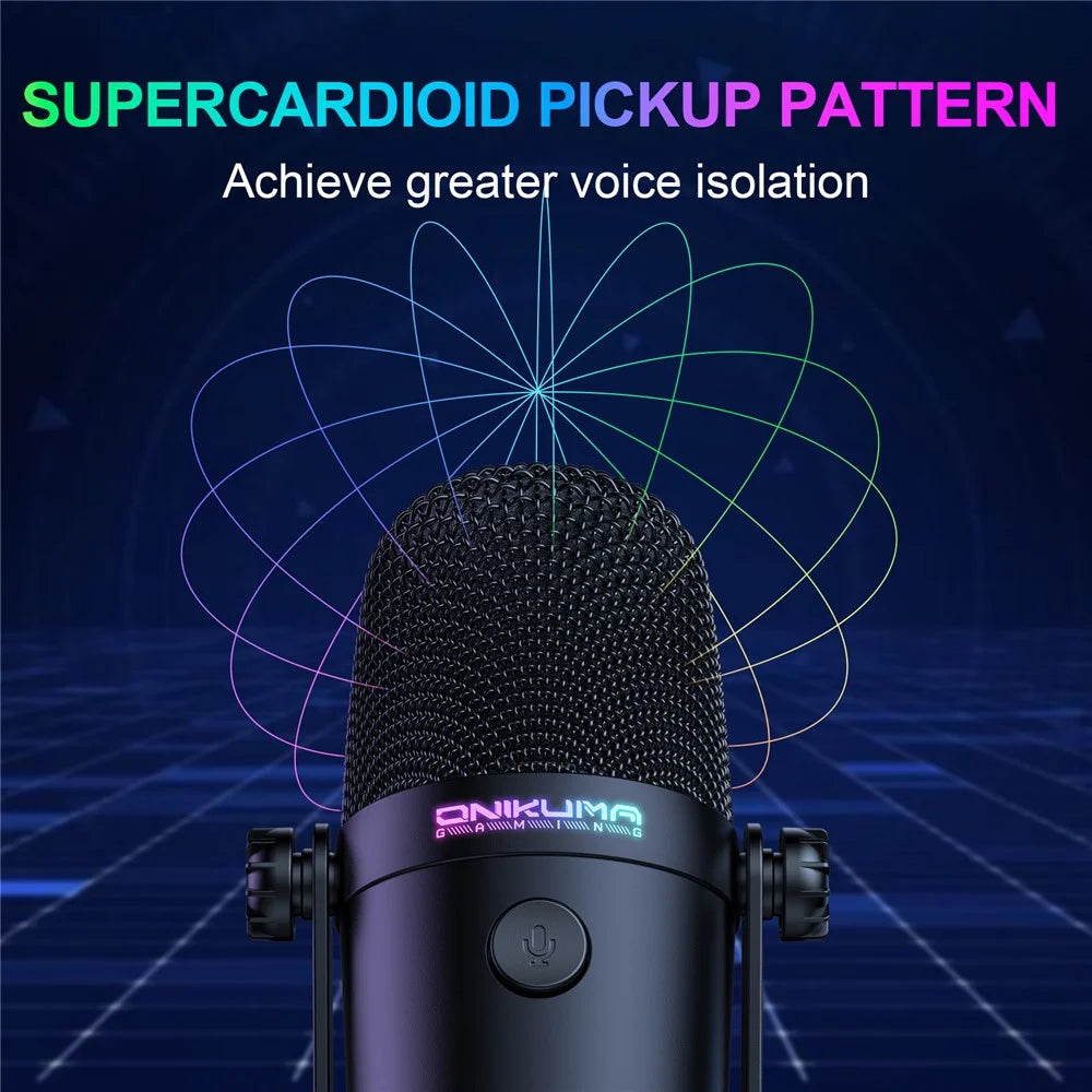ONIKUMA M830 RGB Light Wired Condenser Microphone Noise Reduction Recording Gaming Desktop Mic - 3