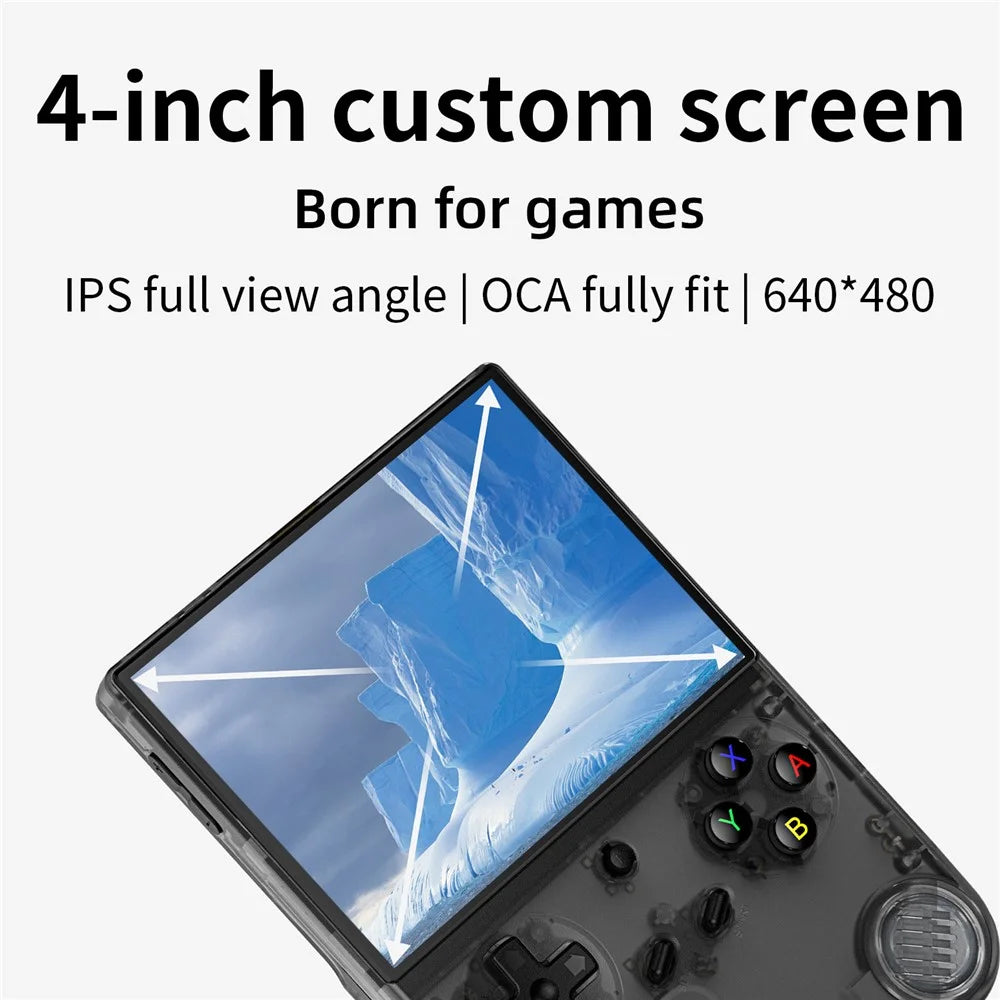 ANBERNIC RG40XXV 4.0-inch IPS Screen WiFi + Bluetooth-compatible 64GB Retro Video Game Console, with 128G TF Card - Transparent Black - 3