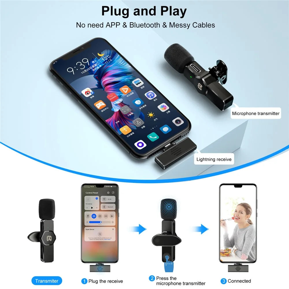 PULUZ PU3082 Wireless Lavalier Microphone Portable Audio Recording Mini Microphone for Smartphone - 4