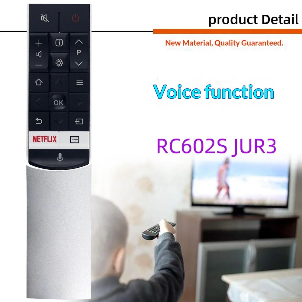 RC602S JUR3 For TCL TV Remote Control with Voice Control 10m Range Television Controller Replacement - 2
