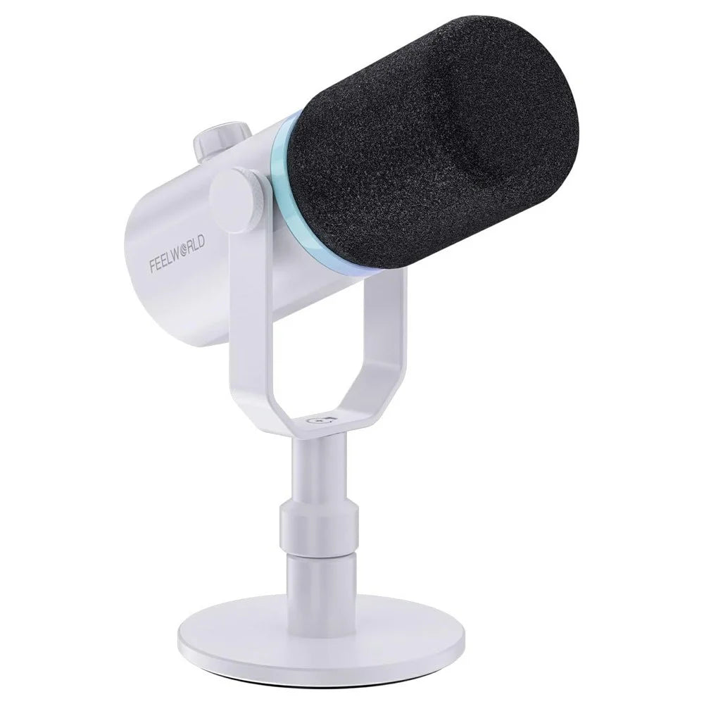 FEELWORLD PM1-XS-W XLR / USB Dual Output Desktop Mic for Recording / Gaming / Streaming Professional Dynamic Microphone - White - 1