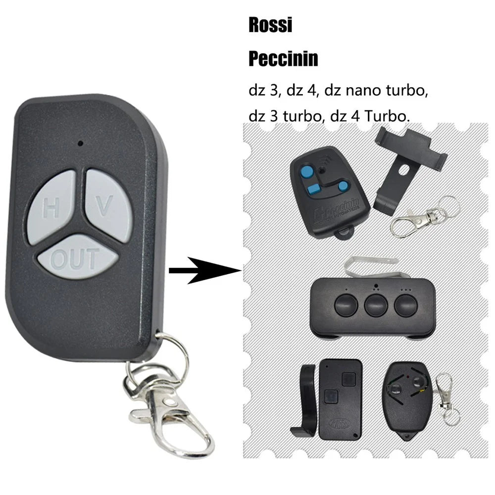 For Rossi & Peccinin DZ 3 / DZ 4 / DZ Nano Turbo / DZ 3 Turbo / DZ 4 Turbo 433MHz Garage Door Remote Control Rolling Code 3 Button 50-100M Range Remote Controller Transmitter - Black - 3
