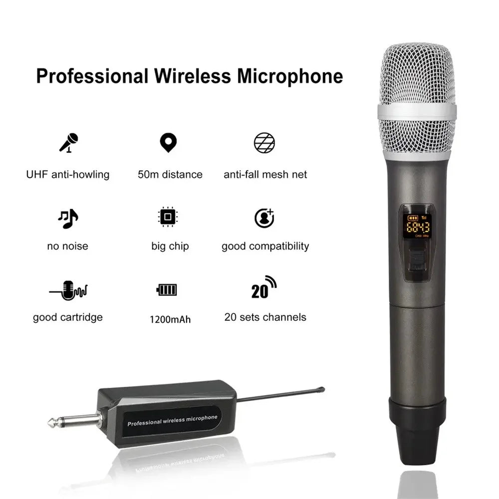 M-3 Portable Microphone Set with Receiver U-Band FM Wireless Microphone for Speaker Karaoke - 3