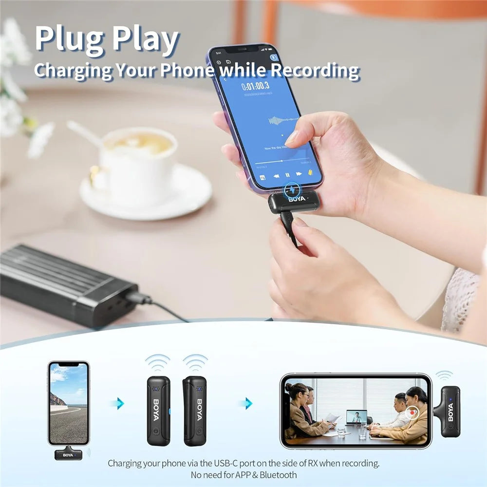 BOYA BY-WM3T-M2 Noise Reduction 2.4G Wireless Dual Channel Microphone Transmitter + Receiver - 5