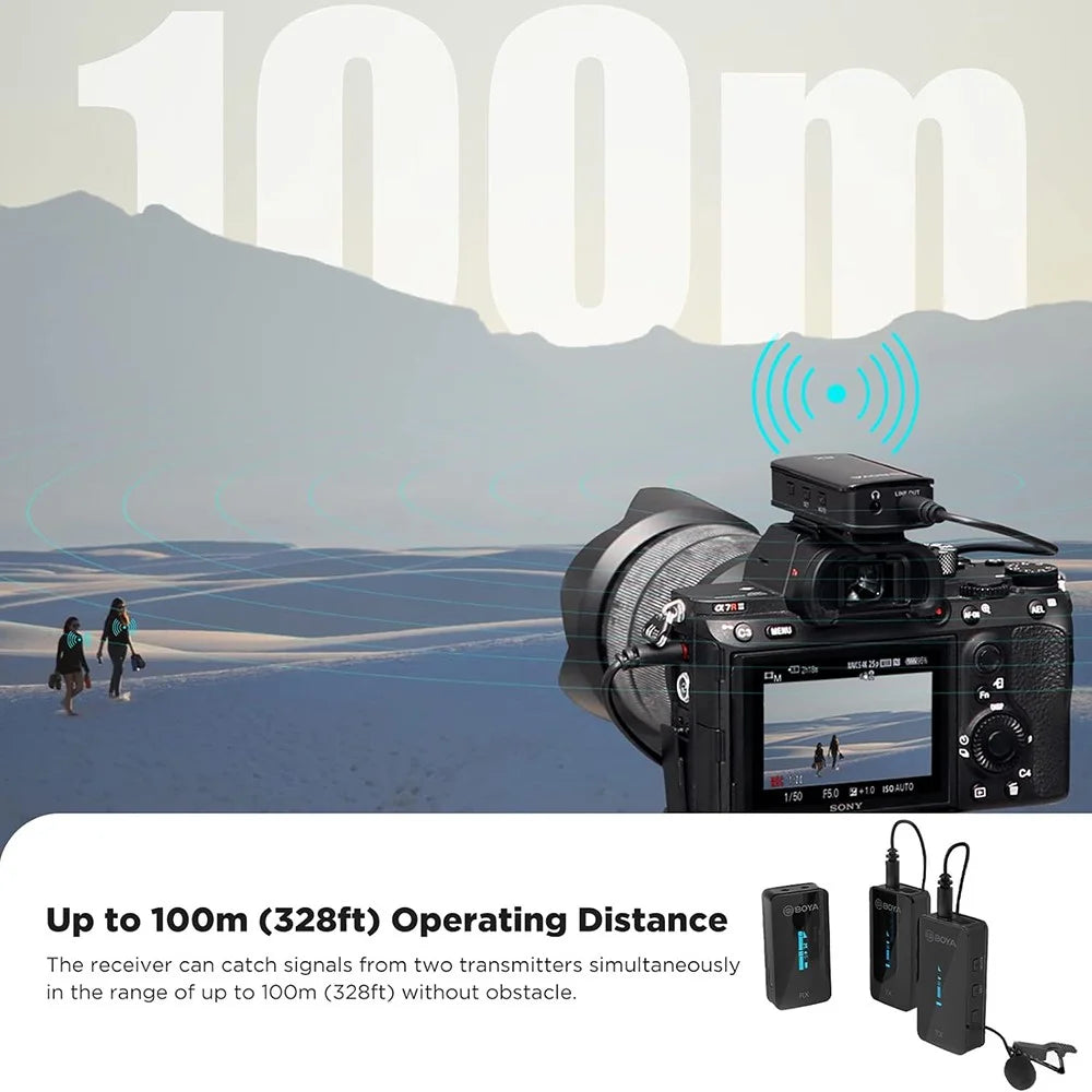 BOYA BY-XM6-S2 2 Transmitter + 1 Receiver, Wireless Microphone Lavalier Mic for Phone Camera Laptop - 4