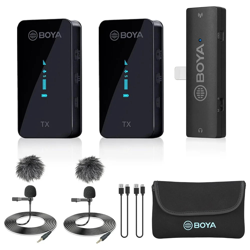 BOYA BY-XM6-S4 For iPhone / iPad Wireless Lavalier Microphone Live Streaming Mic, 2 Transmitter + 1 8-Pin Receiver - 1