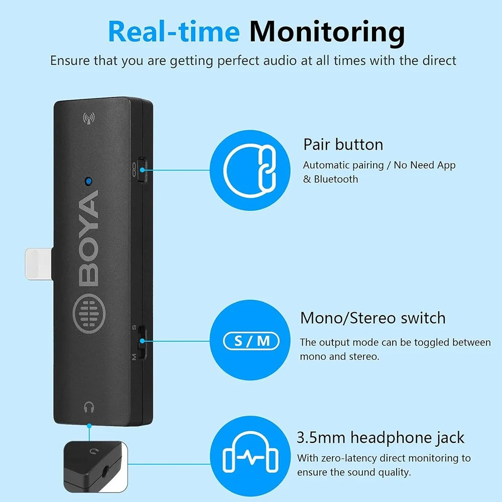 BOYA BY-XM6-S4 For iPhone / iPad Wireless Lavalier Microphone Live Streaming Mic, 2 Transmitter + 1 8-Pin Receiver - 5