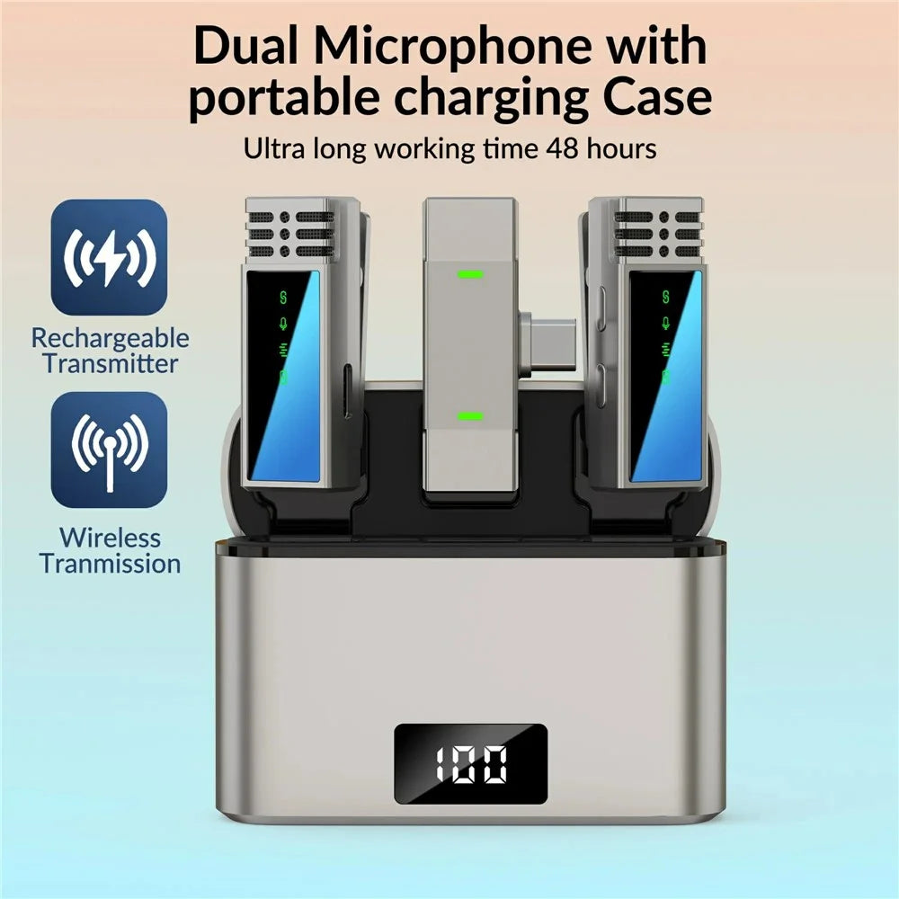 JMARY MW-15 Live Broadcast 2.4G Wireless Lavalier Microphone, 2 Transmitter + 1 Type-C Receiver - 3