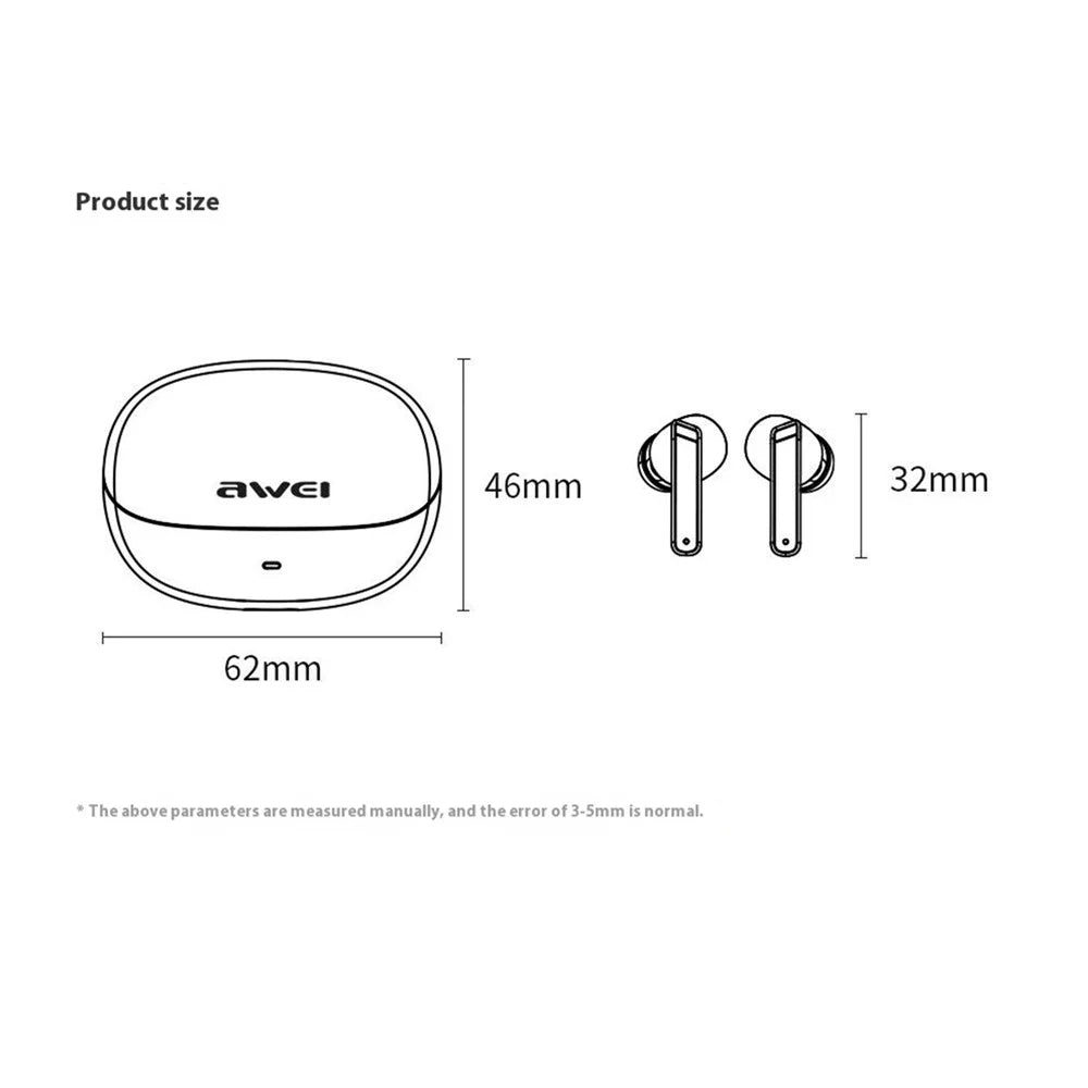 AWEI T88 Noise Reduction Bluetooth-compatible Headset TWS Wireless Headphone Waterproof Earphone - Black - 7