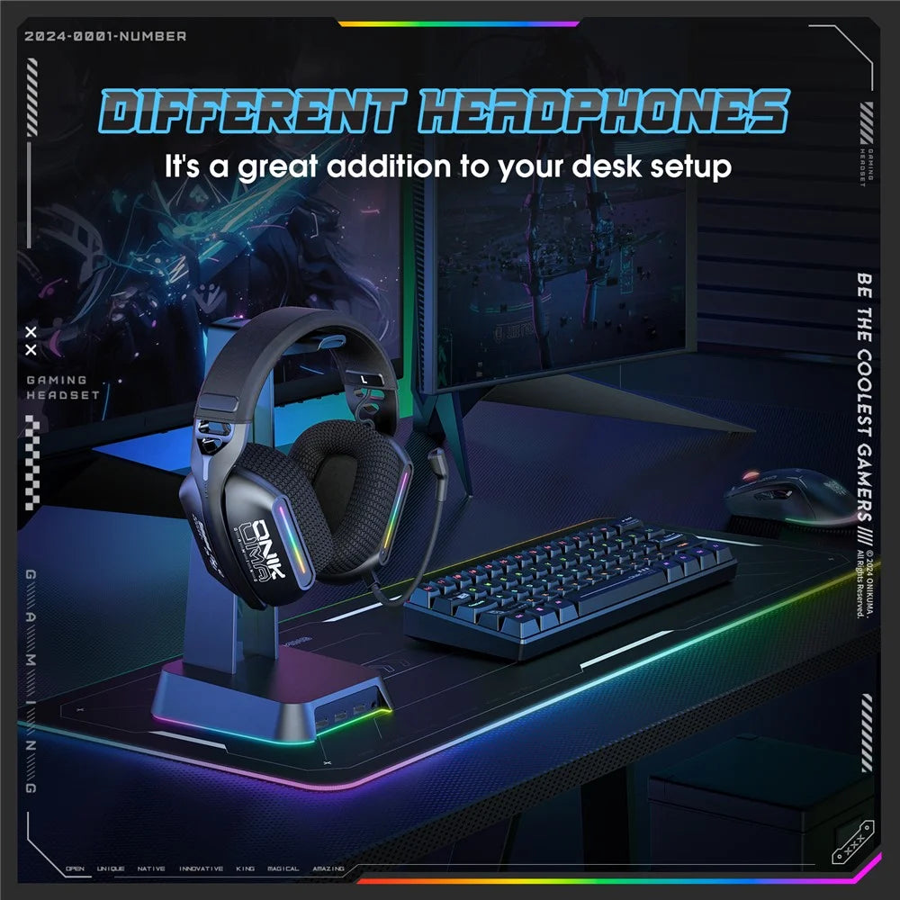 ONIKUMA GT808 Tri-Mode Headphones 2.4GHz Ultra-Low Latency Wireless Gaming Headset with Microphone - 5