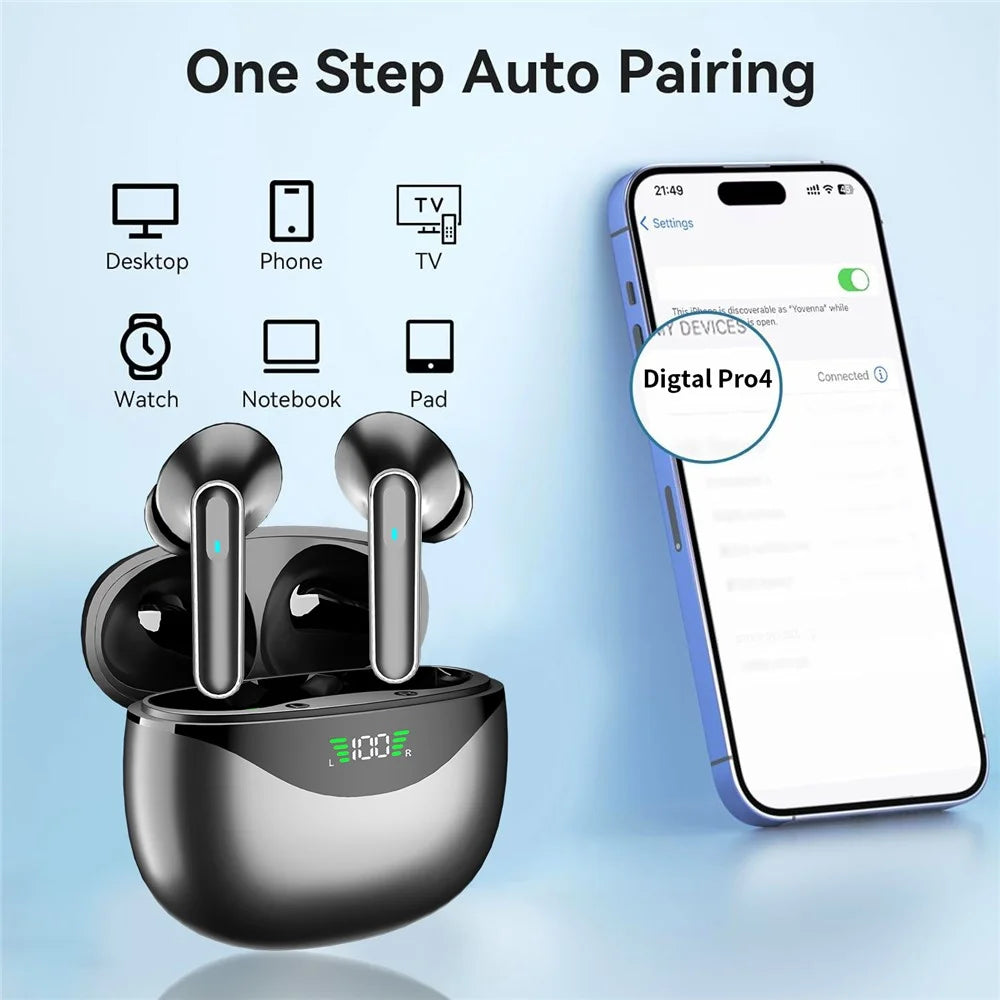 DP4 HiFi Sound Bluetooth-compatible Earphones Noise Reduction Wireless In-Ear Headphones - Black - 4