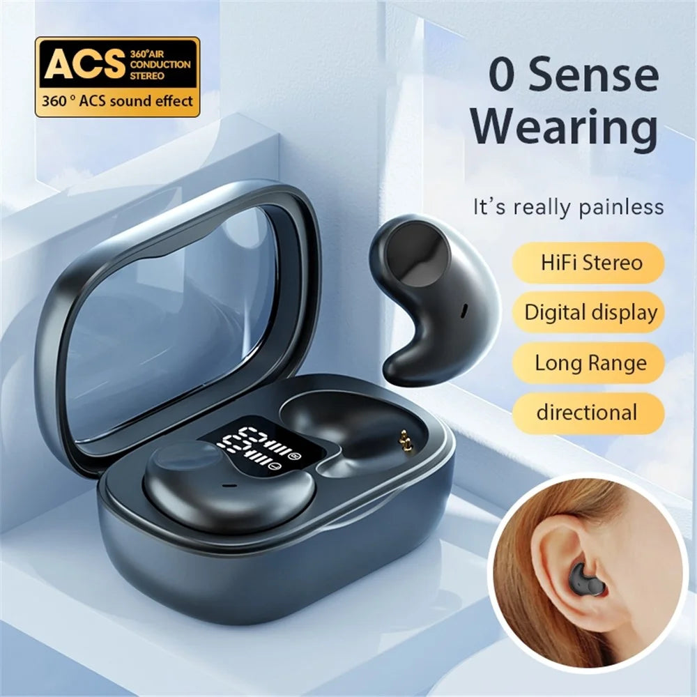 M51 Mini Bluetooth-compatible Earphones Noise Reduction Wireless Sleep Earbuds with Charging Case for Side Sleepers - Black - 3