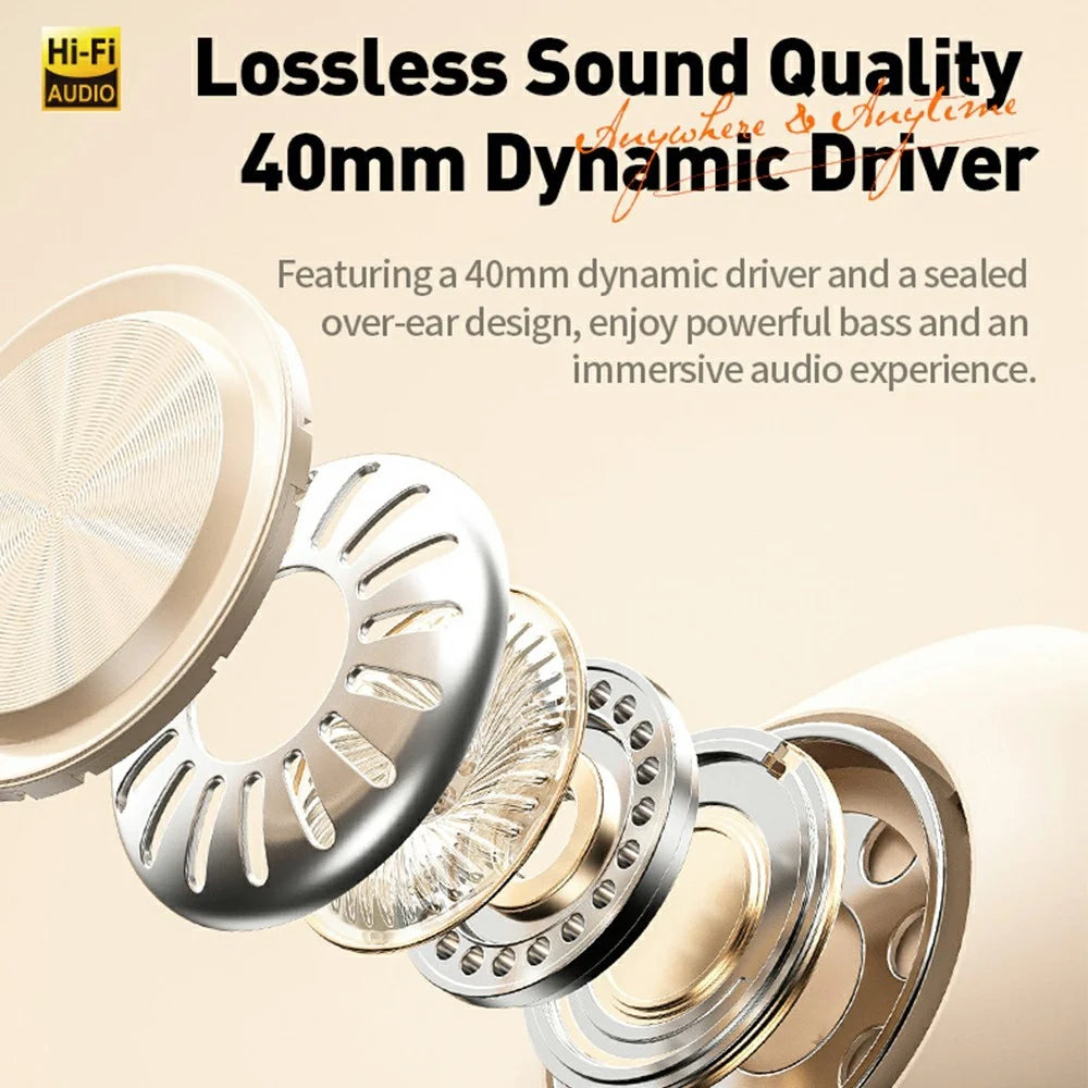 WEKOME WM-13 Wireless Headphones Foldable Bluetooth-compatible Over-Ear Headset with Microphone / 40mm Driver - Beige - 4