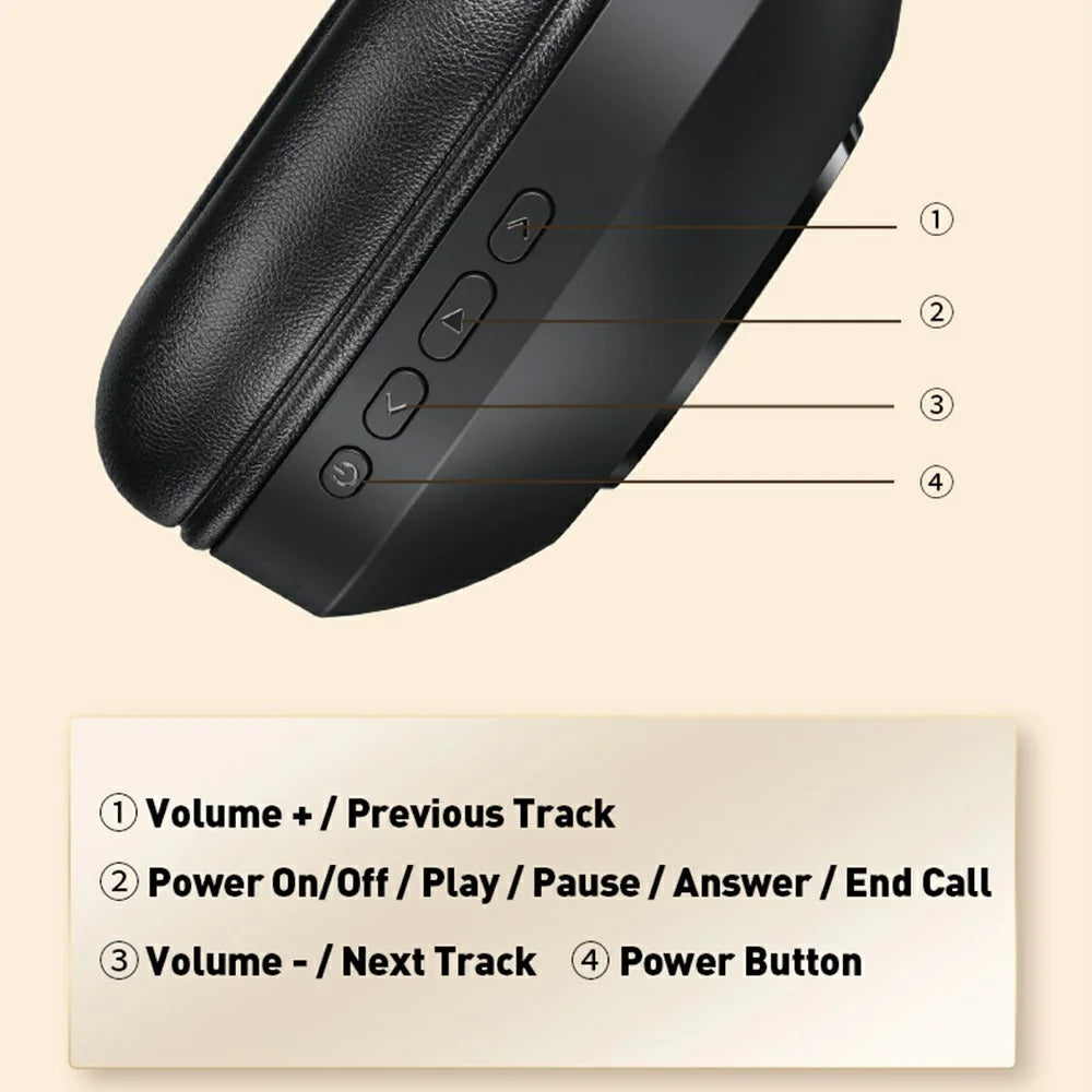 WEKOME WM-13 Wireless Headphones Foldable Bluetooth-compatible Over-Ear Headset with Microphone / 40mm Driver - Beige - 5