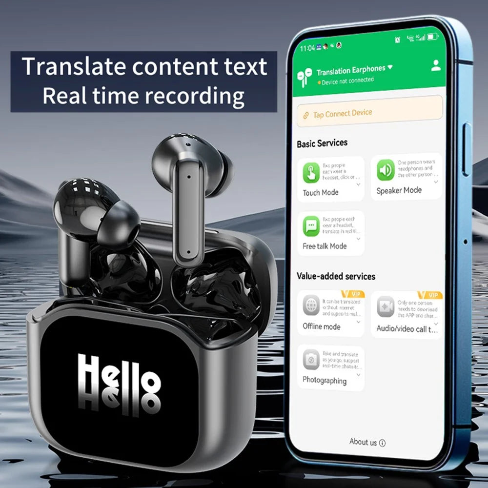 BY16 Smart Voice Translation Earbuds 150 Languages Translator Bluetooth-Compatible Headphones - Black - 4